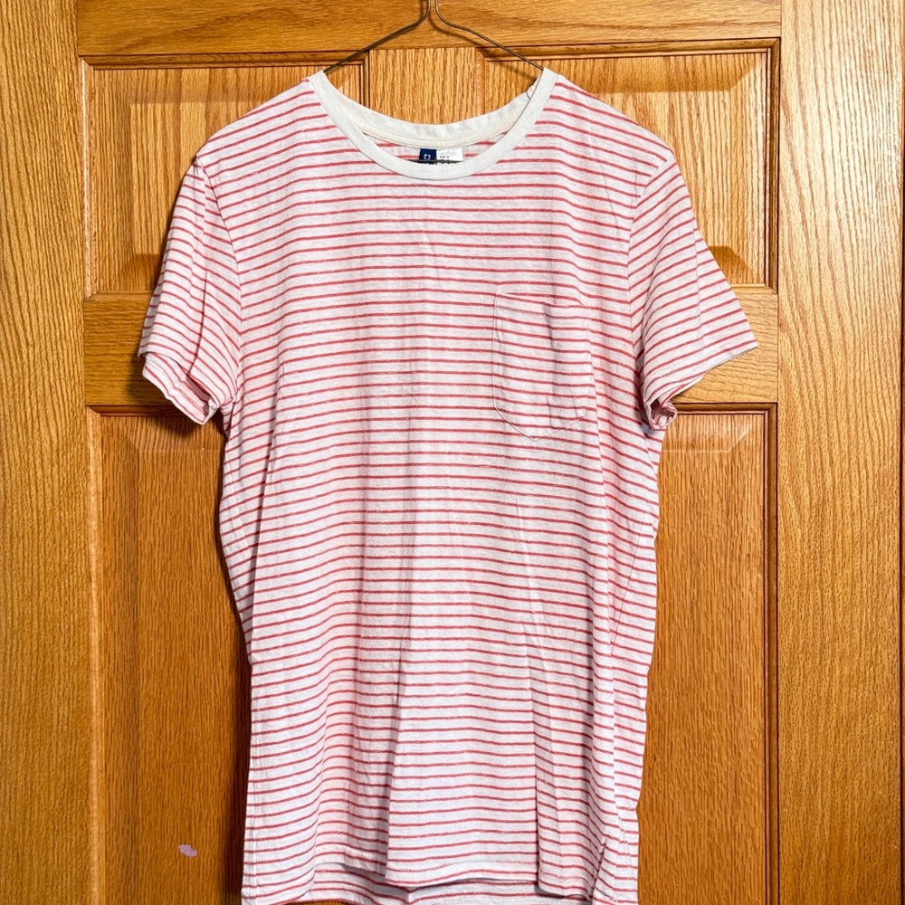 H&M Red and White Striped Short Sleeve Tee